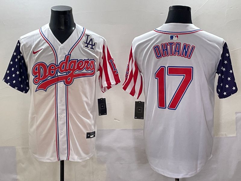 Men 2025 Los Angeles Dodgers #17 Ohtani White a generation of national flags Joint Name Nike MLB Jersey style 8